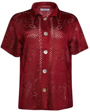 Calle Del Mar Floral Short-Sleeve Shirt - Red