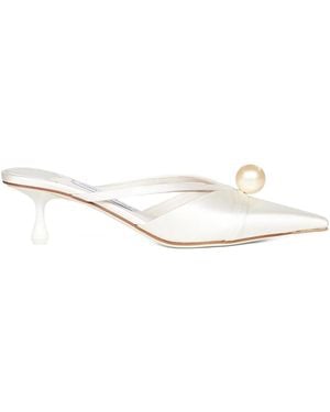Jimmy Choo パールトリム ミュール 50mm - ホワイト