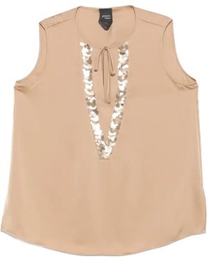 Marina Rinaldi Pmrvetusta Sequin-Embellishment Top - Natural