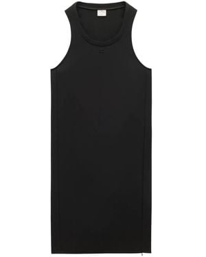 Courreges Logo-Appliqué Twill Midi Dress - Black