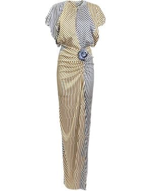 Silvia Tcherassi Kala Striped Maxi Dress - Brown