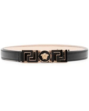 Versace グレカ ゴッデス レザーベルト - ブラック