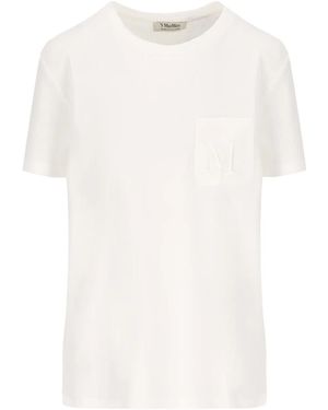 Max Mara Embroidered-Pocket Cotton T-Shirt - White