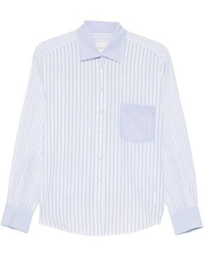 Xacus Dalia Striped-Pattern Chest-Pocket Shirt - White