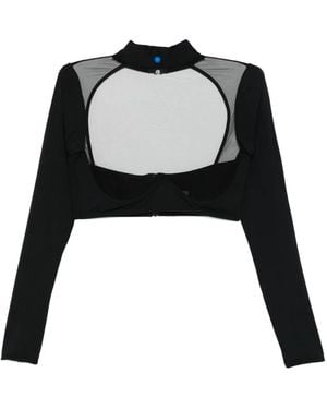 Maison Close Langarmshirt mit transparenten Einsätzen - Schwarz
