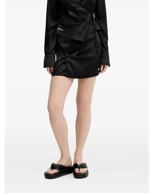 Karl Lagerfeld Wrap-Effect Satin Mini Skirt - Black