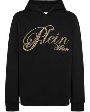 Philipp Plein Sudadera con capucha y detalles de strass - Negro