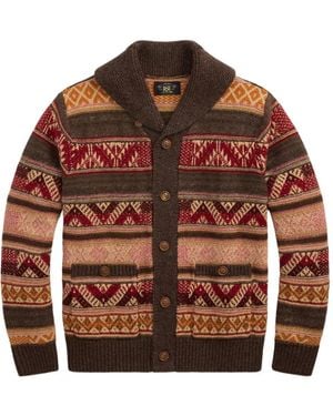 RRL Cardigan Con Collo A Scialle - Marrone