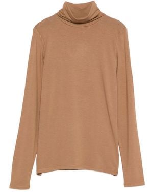 Majestic Filatures Turtleneck Long-Sleeve Top - Brown