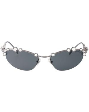 Swarovski Gunmetal サングラス - ブルー