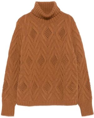 Kangra Jersey con motivo de rombos en jacquard - Marrón