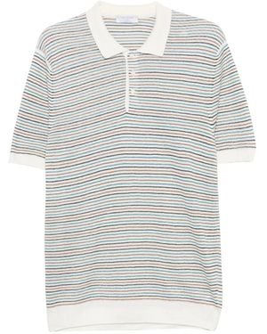 Gran Sasso Striped Short-Sleeve Polo Shirt - White