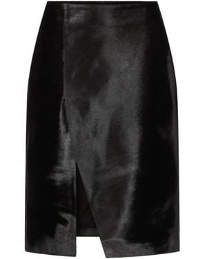 Loulou de Saison Myra Asymmetrische Leren Midi-Rok Met Pony-Effect - Zwart