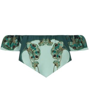 La DoubleJ Floral Off-Shoulder Top - Green
