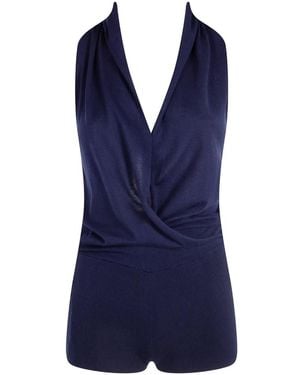 Paloma Wool Soma Halterneck Draped Jumpsuit - Blue