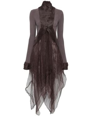 Marc Le Bihan Lace-Panelled Asymmetric Jacket - Brown