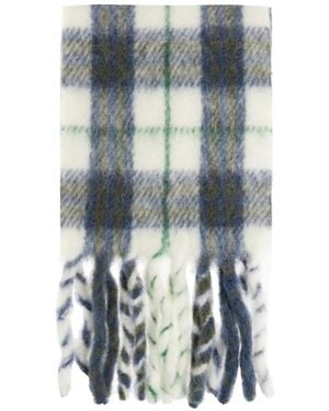 Burberry Check-Pattern Fringed Scarf - Blue