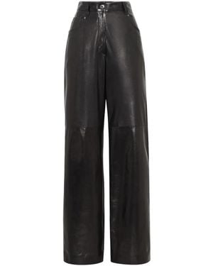 Brunello Cucinelli High-Waisted Leather Trousers - Black