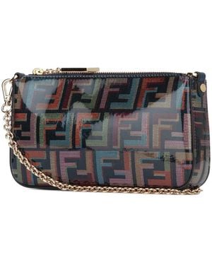 Fendi Baguette Chain-Strap Mini Clutch Bag - Gray
