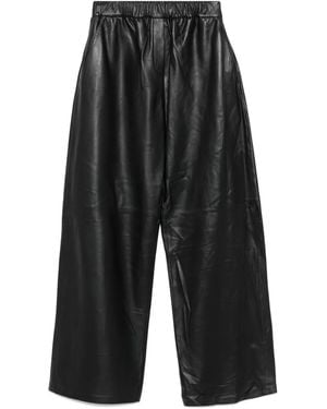 Arma Elastic-Waist Leather Pants - Black