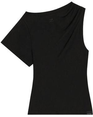 Courreges Asymmetric Draped T-Shirt - Black