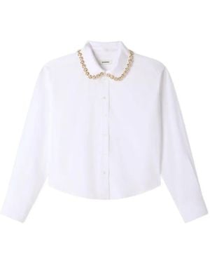 Sandro Beaded-Collar Shirt - White