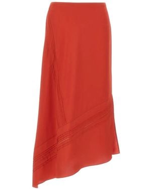 Vince Pintuck asymmetric midi skirt - Rot
