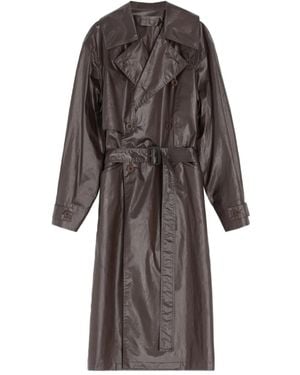 Lemaire Metallic-Effect Double-Breasted Trench Coat - Grey
