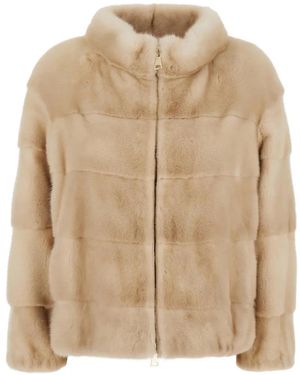 Suprema Panelled Zip-Up Coat - Natural