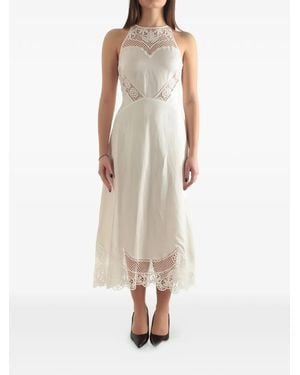 Twinset Lace-Trim Sleeveless Midi Dress - Natural