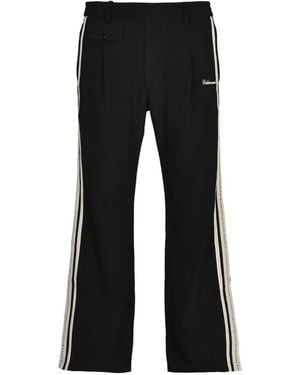 CEDARWOOD Crochet-Knit Logo-Embroidered Track Trousers - Black