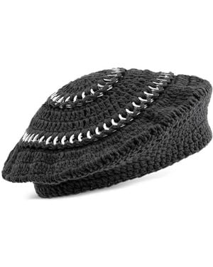 Ganni Chain-Embellished Knitted Beret - Black