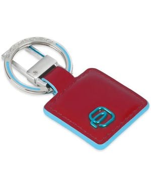 Piquadro Logo-Plaque Leather Keyring - Red