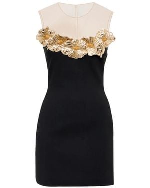 David Koma 3D Flower Tulle Mini Dress - Black