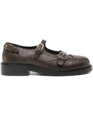 Sandro Brogue Buckle Loafers - Brown