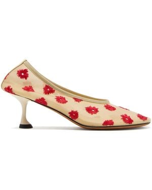 Proenza Schouler Tee Floral-Embroidered Court Shoes - Pink