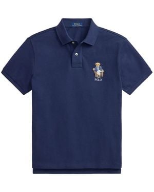 Polo Ralph Lauren Bear Embroidered Polo Shirt - Blue