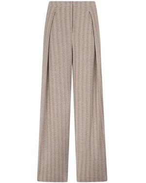 Emporio Armani Pleated Palazzo Trousers - Natural