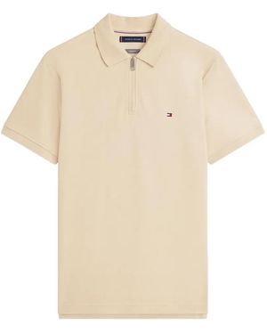 Tommy Hilfiger Zip-Fastening Interlock Polo Shirt - Natural