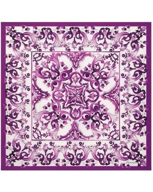 Dolce & Gabbana Foulard Con Stampa Maiolica - Viola