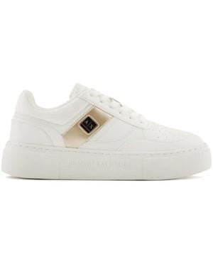 ARMANI EXCHANGE Logo-Plaque Trainers - White