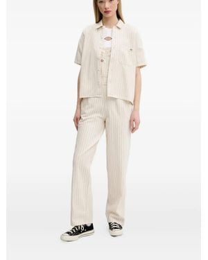 Dickies Pinstripe Overall Dungarees - Natural