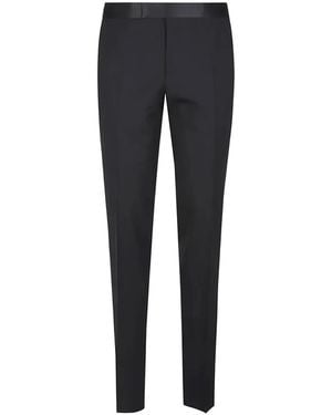 Lardini Satin-Trim Wool Pants - Blue