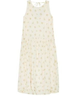 Ganni Dress With Floral Pattern - White