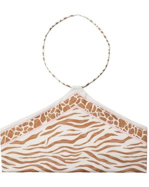 MC2 Saint Barth Nairobi Animal-Print Halterneck Bikini Top - Natural