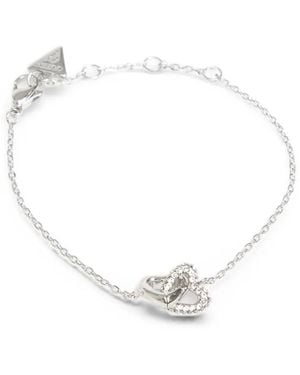 Guess Beloved Crystal-Embellished Heart-Motif Bracelet - White