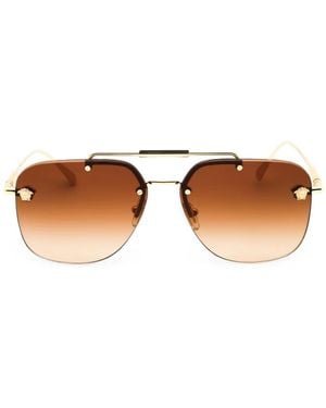 Versace Medusa-Plaque Pilot-Frame Sunglasses - Metallic