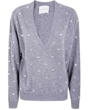 Circus Hotel Embellished V-Neck Jumper - Blue