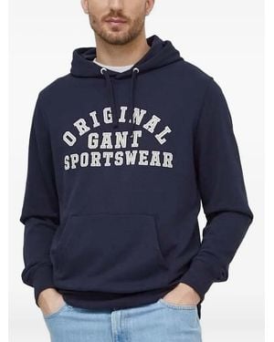 GANT Logo-Print Hoodie - Blue