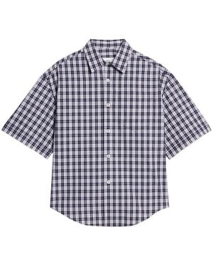 Ami Paris Gingham-Pattern Short-Sleeved Shirt - Blue